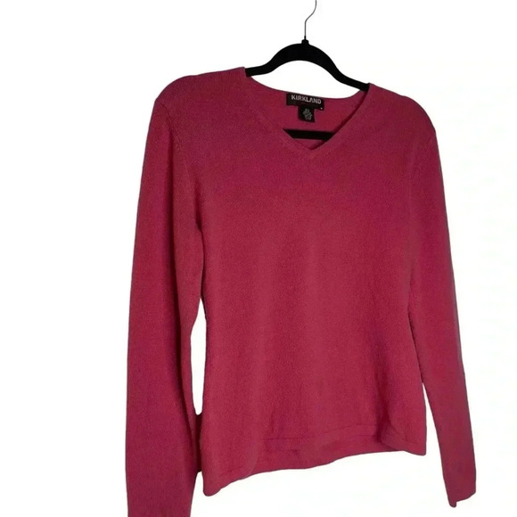 Kirkland Women’s 100% Cashmere V-Neck Long Sleeve Pink Sweater  Size Medium - Picture 3 of 7